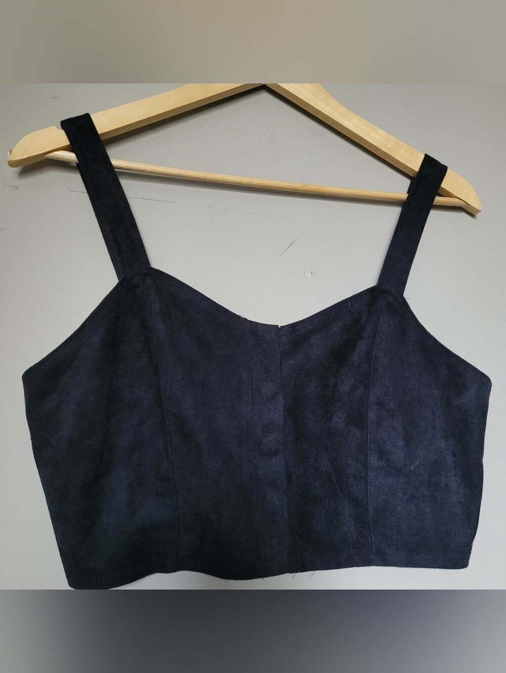 Urban Outfitters Medium Navy Faux Suede Cropped Corset Tank